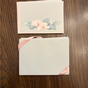 Cacharel perfume vintage blank Floral Note Cards with Pink Ribbon
